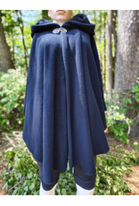 Cloakmakers.com 6061-Washable Midnight Blue Fleece Ruana Cloak w/ Gothic Rose Clasp