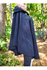 Cloakmakers.com 6061-Washable Midnight Blue Fleece Ruana Cloak w/ Gothic Rose Clasp