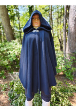 Cloakmakers.com 6061-Washable Midnight Blue Fleece Ruana Cloak w/ Gothic Rose Clasp