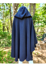 Cloakmakers.com 6061-Washable Midnight Blue Fleece Ruana Cloak w/ Gothic Rose Clasp