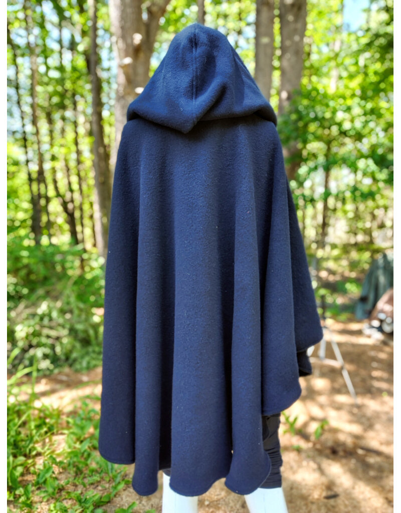 Cloakmakers.com 6061-Washable Midnight Blue Fleece Ruana Cloak w/ Gothic Rose Clasp