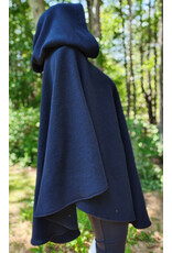 Cloakmakers.com 6061-Washable Midnight Blue Fleece Ruana Cloak w/ Gothic Rose Clasp