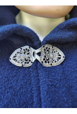 Cloakmakers.com 6061-Washable Midnight Blue Fleece Ruana Cloak w/ Gothic Rose Clasp
