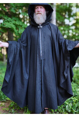 Cloakmakers.com 6062-Washable Charcoal Wool Blend Cloak w/ Black Velvet Hood Lining & Silver Tone Clasp