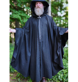 Cloakmakers.com 6062-Washable Charcoal Wool Blend Cloak w/ Black Velvet Hood Lining & Silver Tone Clasp