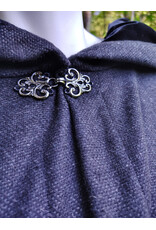 Cloakmakers.com 6062-Washable Charcoal Wool Blend Cloak w/ Black Velvet Hood Lining & Silver Tone Clasp