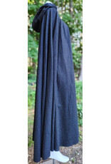 Cloakmakers.com 6062-Washable Charcoal Wool Blend Cloak w/ Black Velvet Hood Lining & Silver Tone Clasp
