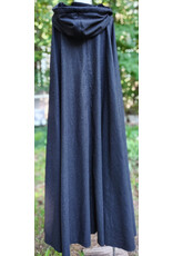 Cloakmakers.com 6062-Washable Charcoal Wool Blend Cloak w/ Black Velvet Hood Lining & Silver Tone Clasp