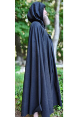 Cloakmakers.com 6062-Washable Charcoal Wool Blend Cloak w/ Black Velvet Hood Lining & Silver Tone Clasp