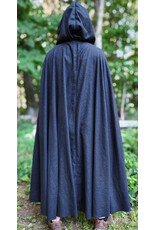 Cloakmakers.com 6062-Washable Charcoal Wool Blend Cloak w/ Black Velvet Hood Lining & Silver Tone Clasp