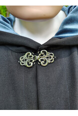 Cloakmakers.com 6064-Washable Black Woven Wool Blend Cloak w/ Sky Blue Velvet Hood Lining & Silver Tone Clasp