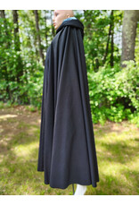 Cloakmakers.com 6064-Washable Black Woven Wool Blend Cloak w/ Sky Blue Velvet Hood Lining & Silver Tone Clasp