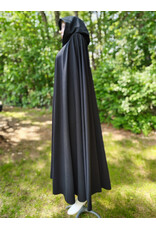 Cloakmakers.com 6064-Washable Black Woven Wool Blend Cloak w/ Sky Blue Velvet Hood Lining & Silver Tone Clasp