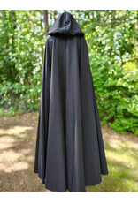 Cloakmakers.com 6064-Washable Black Woven Wool Blend Cloak w/ Sky Blue Velvet Hood Lining & Silver Tone Clasp