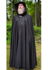 Cloakmakers.com 6065-Washable Charcoal Black Wool Blend Cloak w/ Red Wine Merlot Velvet Hood Lining & Silver Tone Clasp
