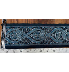Cloakmakers.com Paisley Wide Trim, Blue/Silver on Navy
