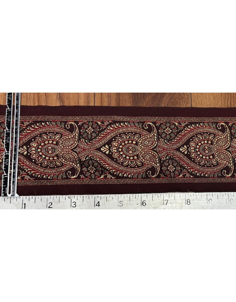 Cloakmakers.com Paisley Wide Trim, Red/Gold on Dark Red