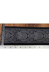 Cloakmakers.com Paisley Wide Trim, Silver/Grey on Black