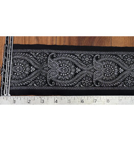 Cloakmakers.com Paisley Wide Trim, Silver/Grey on Black