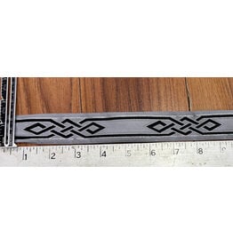 Cloakmakers.com Mongolian Celtic Knot Trim, Black/Silver on Grey