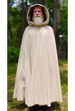 Cloakmakers.com 6066-Washable Cream & Gold Wool Blend Cloak w/ Light Gold Velvet Hood Lining & Gold Tone Clasp