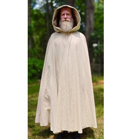 Cloakmakers.com 6066-Washable Cream & Gold Wool Blend Cloak w/ Light Gold Velvet Hood Lining & Gold Tone Clasp