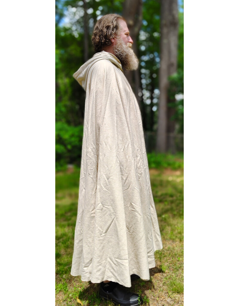 Cloakmakers.com 6066-Washable Cream & Gold Wool Blend Cloak w/ Light Gold Velvet Hood Lining & Gold Tone Clasp