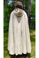 Cloakmakers.com 6066-Washable Cream & Gold Wool Blend Cloak w/ Light Gold Velvet Hood Lining & Gold Tone Clasp