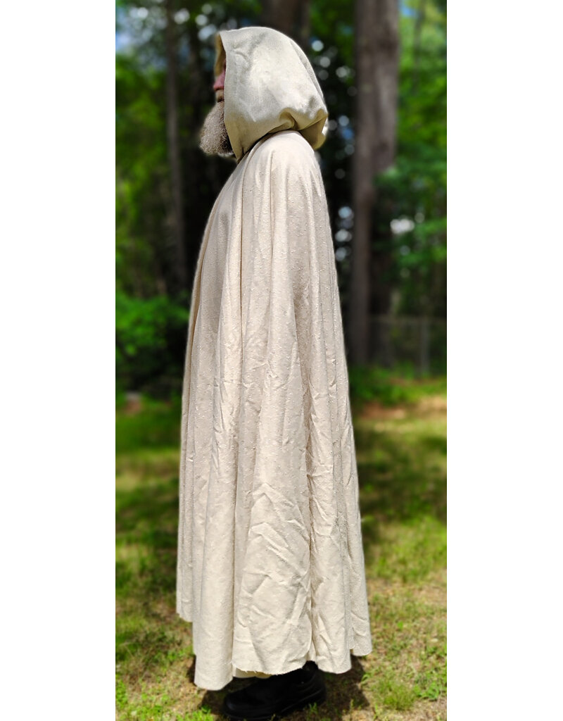 Cloakmakers.com 6066-Washable Cream & Gold Wool Blend Cloak w/ Light Gold Velvet Hood Lining & Gold Tone Clasp