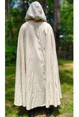 Cloakmakers.com 6066-Washable Cream & Gold Wool Blend Cloak w/ Light Gold Velvet Hood Lining & Gold Tone Clasp
