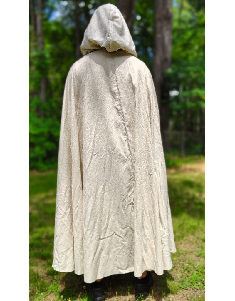 Cloakmakers.com 6066-Washable Cream & Gold Wool Blend Cloak w/ Light Gold Velvet Hood Lining & Gold Tone Clasp