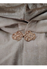 Cloakmakers.com 6066-Washable Cream & Gold Wool Blend Cloak w/ Light Gold Velvet Hood Lining & Gold Tone Clasp