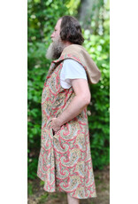 Cloakmakers.com J924-Washable Red, Green, & Blue Paisley Cotton Hooded Vest w/ Pockets