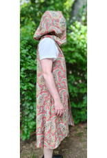 Cloakmakers.com J924-Washable Red, Green, & Blue Paisley Cotton Hooded Vest w/ Pockets