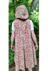 Cloakmakers.com J924-Washable Red, Green, & Blue Paisley Cotton Hooded Vest w/ Pockets