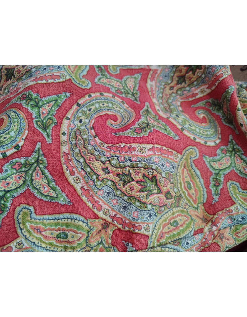 Cloakmakers.com J924-Washable Red, Green, & Blue Paisley Cotton Hooded Vest w/ Pockets