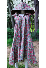 Cloakmakers.com J924-Washable Red, Green, & Blue Paisley Cotton Hooded Vest w/ Pockets