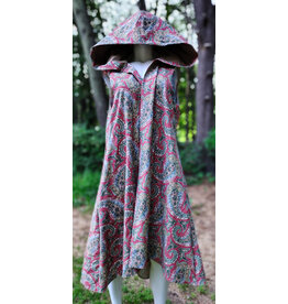 Cloakmakers.com J924-Washable Red, Green, & Blue Paisley Cotton Hooded Vest w/ Pockets
