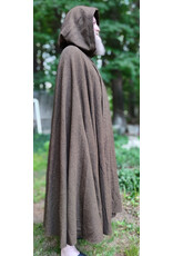 Cloakmakers.com 6067-Washable Greenish Brown Ranger Cloak w/ Black Velvet Hood Lining & Bronze Tone Clasp