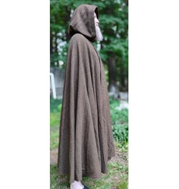 Cloakmakers.com 6067-Washable Greenish Brown Ranger Cloak w/ Black Velvet Hood Lining & Bronze Tone Clasp