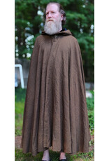 Cloakmakers.com 6067-Washable Greenish Brown Ranger Cloak w/ Black Velvet Hood Lining & Bronze Tone Clasp