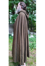 Cloakmakers.com 6067-Washable Greenish Brown Ranger Cloak w/ Black Velvet Hood Lining & Bronze Tone Clasp