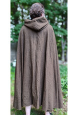 Cloakmakers.com 6067-Washable Greenish Brown Ranger Cloak w/ Black Velvet Hood Lining & Bronze Tone Clasp