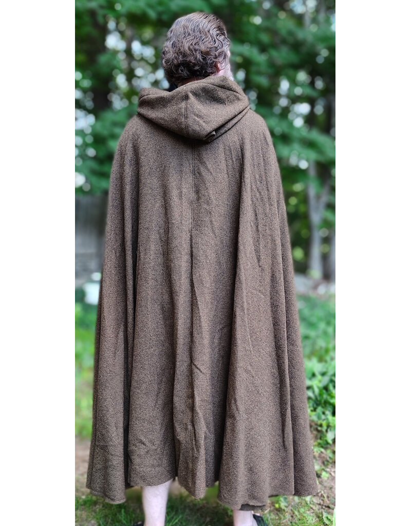 Cloakmakers.com 6067-Washable Greenish Brown Ranger Cloak w/ Black Velvet Hood Lining & Bronze Tone Clasp