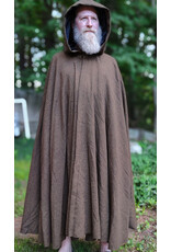Cloakmakers.com 6067-Washable Greenish Brown Ranger Cloak w/ Black Velvet Hood Lining & Bronze Tone Clasp