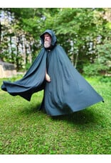Cloakmakers.com 6068-Washable Lightweight Forest Green Wool Cloak w/ Black Velvet Hood Lining & Silver Tone Clasp