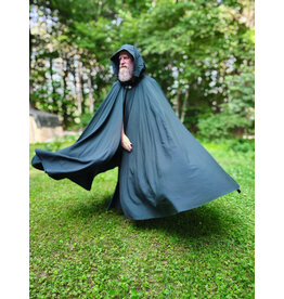 Cloakmakers.com 6068-Washable Lightweight Forest Green Wool Cloak w/ Black Velvet Hood Lining & Silver Tone Clasp