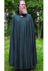 Cloakmakers.com 6068-Washable Lightweight Forest Green Wool Cloak w/ Black Velvet Hood Lining & Silver Tone Clasp