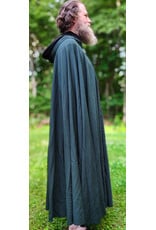 Cloakmakers.com 6068-Washable Lightweight Forest Green Wool Cloak w/ Black Velvet Hood Lining & Silver Tone Clasp