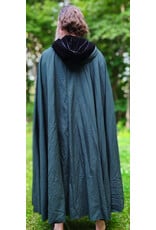 Cloakmakers.com 6068-Washable Lightweight Forest Green Wool Cloak w/ Black Velvet Hood Lining & Silver Tone Clasp